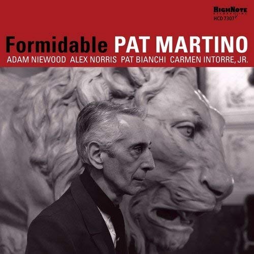 CD cover for Pat Martino’s “Formidable” featuring a portrait and lion sculpture.