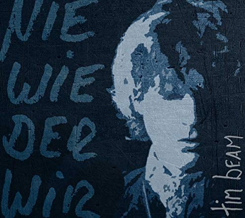 CD cover with blue text and a textured portrait of a man.