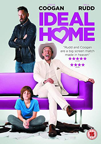 DVD cover for "Ideal Home" featuring Steve Coogan, Paul Rudd, and a young boy.