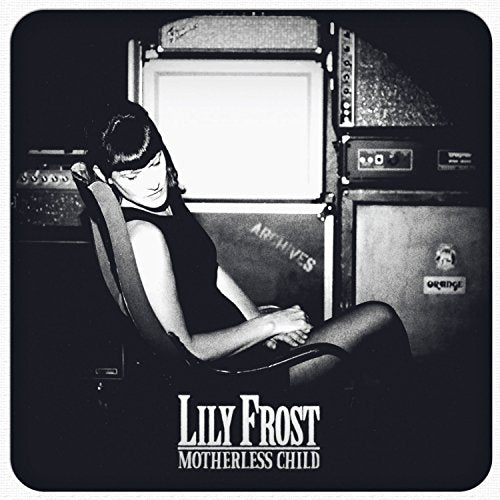 Black and white CD cover featuring a woman seated near amplifiers.