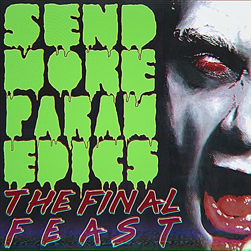 Album cover: close-up of a person with bloody face and green text.