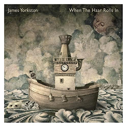 Album cover: boat-shaped tower with a cat, cloudy sky, and fish details.