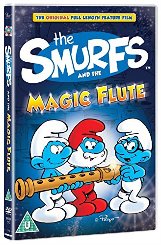 DVD cover for "The Smurfs And The Magic Flute" featuring Smurfs with a flute.