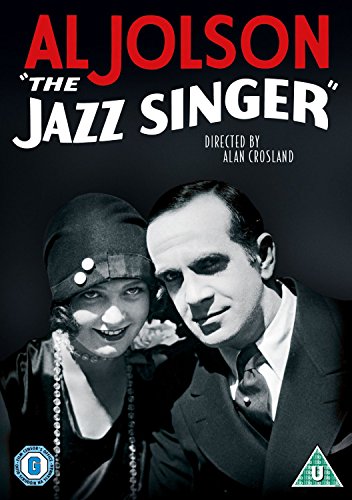 The Jazz Singer" DVD cover featuring Al Jolson and a woman in 1920s attire.