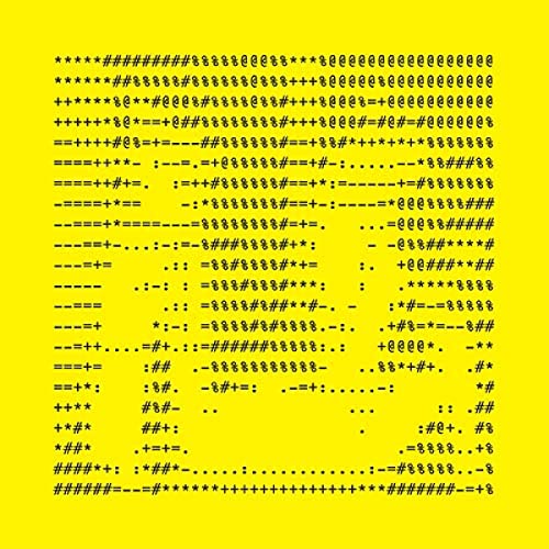Yellow vinyl record cover with dense, abstract symbol pattern.
