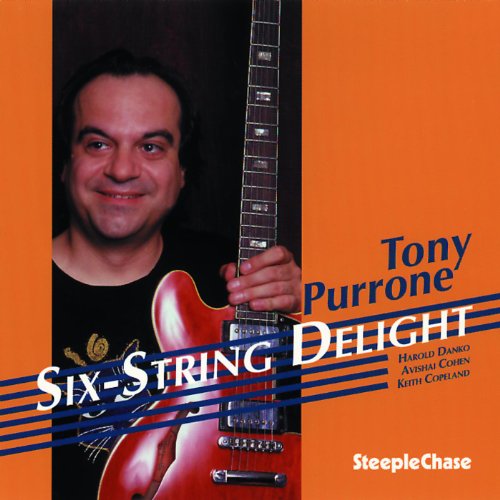 Tony Purrone holding a red electric guitar on CD cover.