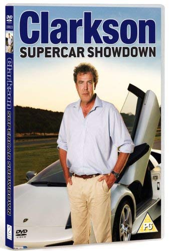 Jeremy Clarkson standing in front of a white supercar with its door open.