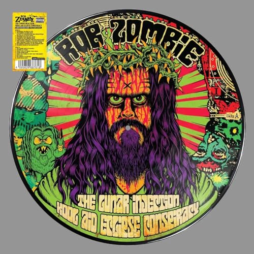 Rob Zombie vinyl picture disc featuring a stylized illustration of a bearded man.