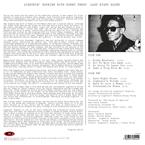 Vinyl record jacket for Lightnin' Hopkins & Sonny Terry's "Late Night Blues.