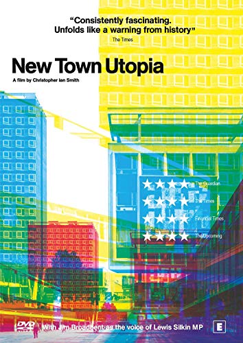 DVD cover for “New Town Utopia” featuring colorful, abstract city architecture.