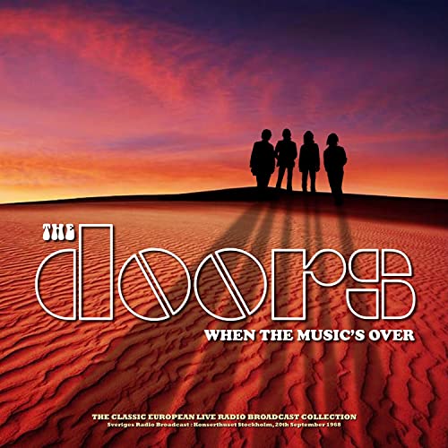 The Doors album cover: silhouettes against a desert sunset, violet text.