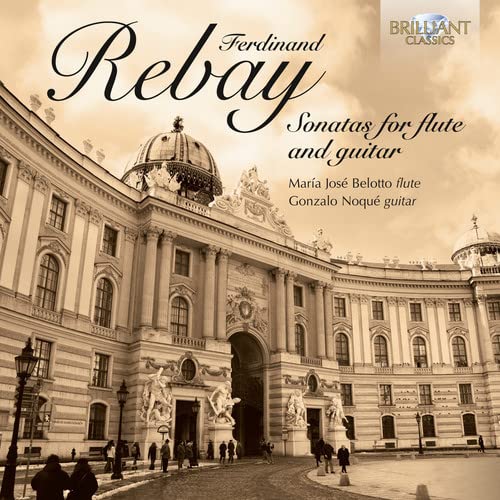 CD cover: "Rebay Sonatas for flute and guitar" with building image.