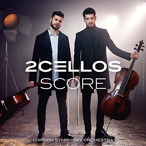 Album cover for "Score" by 2Cellos, featuring two men with cellos.