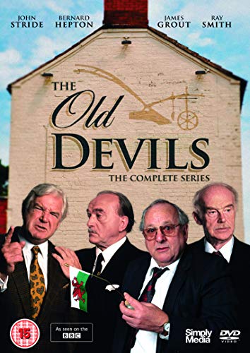 DVD cover for “The Old Devils” featuring four older men and a house.