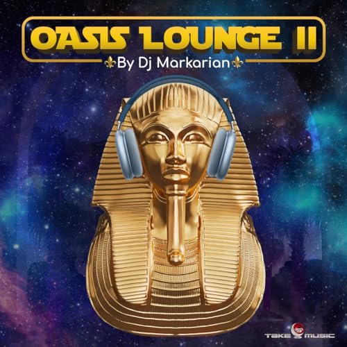 Vinyl album cover featuring a golden pharaoh head with headphones.