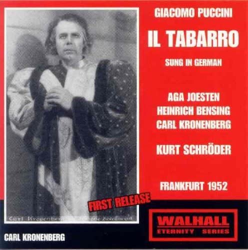 CD cover for Puccini’s *Il Tabarro* opera, Frankfurt 1952, featuring a singer.