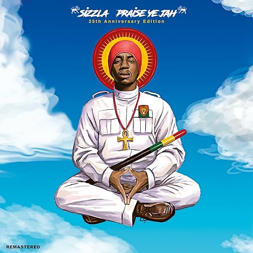 Sizzla album cover: portrait of a man in white, meditating, with halo.