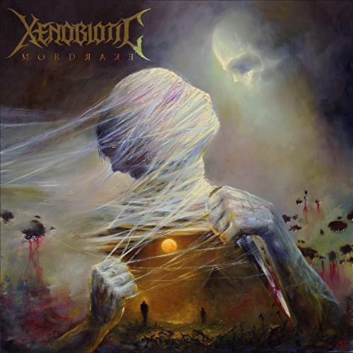CD cover: hooded figure with web-like strands, dark fantasy landscape.