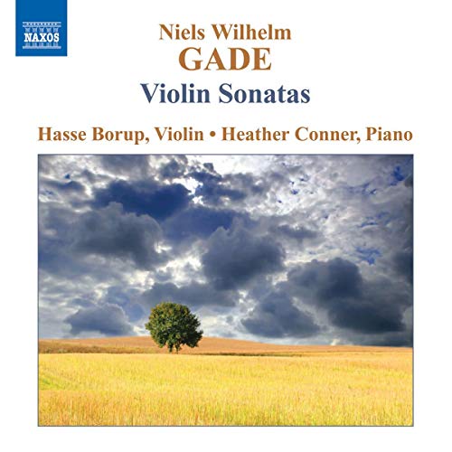 CD cover for Gade Violin Sonatas, featuring a field under stormy skies.