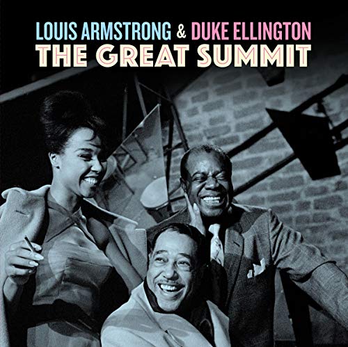 CD cover featuring Louis Armstrong, Duke Ellington, and a woman smiling.