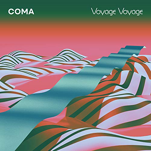 CD cover for Coma’s “Voyage Voyage” with abstract, striped landscape.
