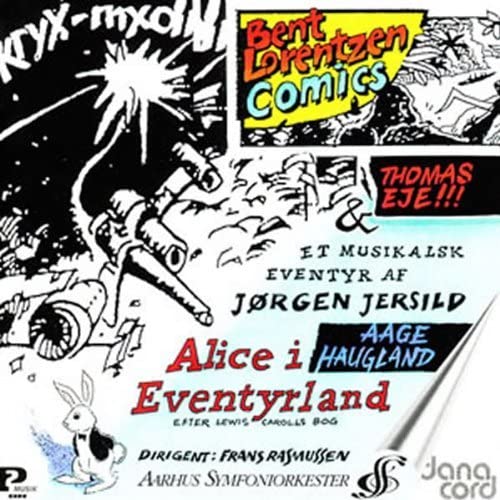 CD cover featuring black and white comic art of Alice in Wonderland.