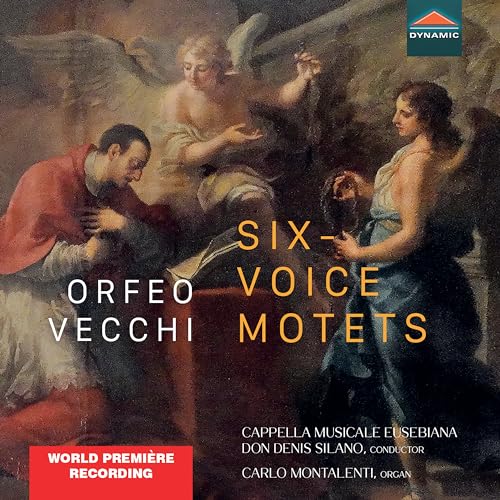 CD cover: Renaissance painting with text “Orfeo Vecchi: Six-voice Motets.”