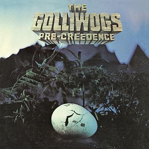 Album cover for The Golliwogs’ “Pre-Creedence” featuring mountains and an egg.