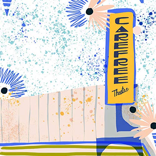 Album cover for Surfer Blood’s “Carefree Theatre” with floral and abstract shapes.