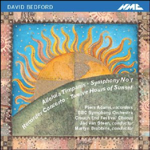 CD cover for David Bedford’s orchestral and choral works, featuring a sun.