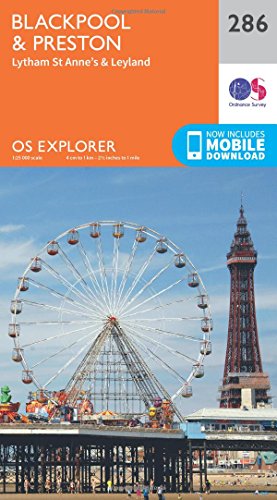 Ordnance Survey Explorer map 286 cover showing Blackpool pier, ferris wheel, and tower.
