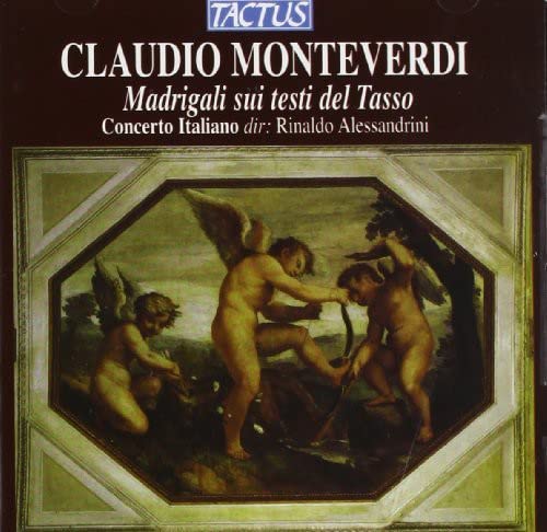 CD cover: Renaissance painting of cherubs with a lyre, text "Claudio Monteverdi".