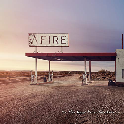 CD cover with a weathered gas station sign under a cloudy sky.