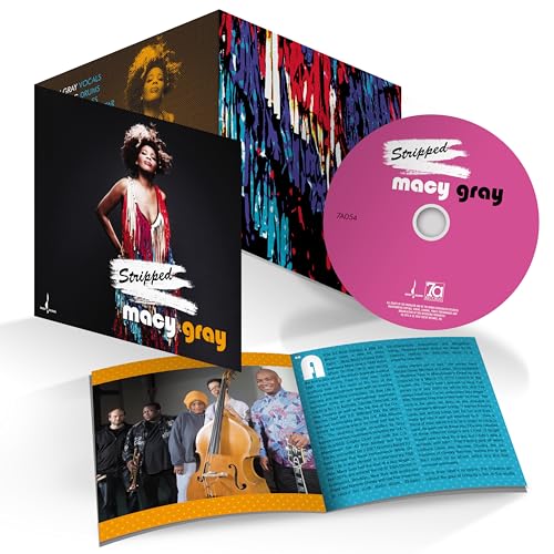 Macy Gray "Stripped" CD case, disc, and booklet with band photos.