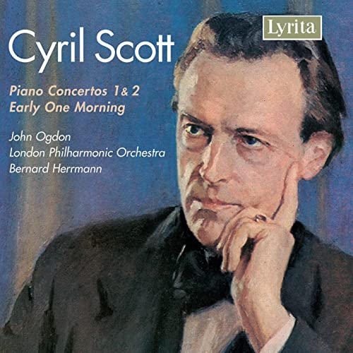 CD cover featuring a portrait of pianist John Ogdon, with blue background.