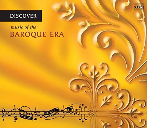 CD cover for “Discover Music of the Baroque Era” with gold flourishes.