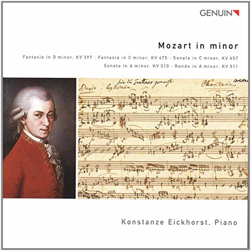 CD cover featuring Mozart portrait, sheet music, and pianist Konstanze Eickhorst.