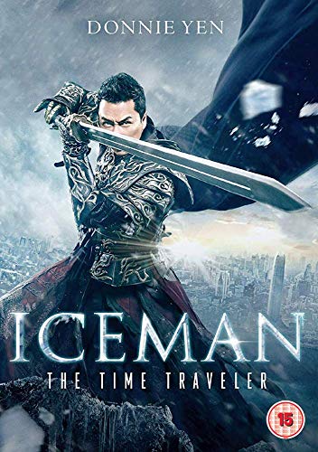 Donnie Yen as Iceman, holding a sword, with a city backdrop.