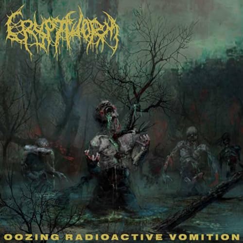 CD cover: decaying figures in a dark, overgrown, and eerie landscape.