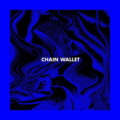 Blue and black abstract design with the text "CHAIN WALLET".