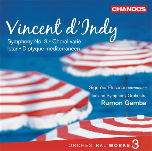 CD cover for Vincent d'Indy orchestral works, featuring beach umbrellas.