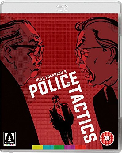 Blu-ray cover for "Police Tactics" featuring illustrated faces and a silhouetted figure.