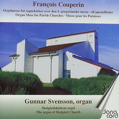 CD cover: modern white church with red roof, text "Gunnar Svensson, organ".