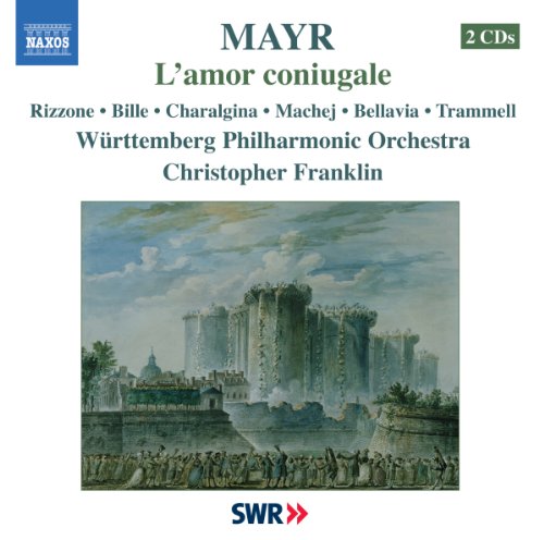 CD cover for Mayr’s “L’amor coniugale” featuring a castle illustration.