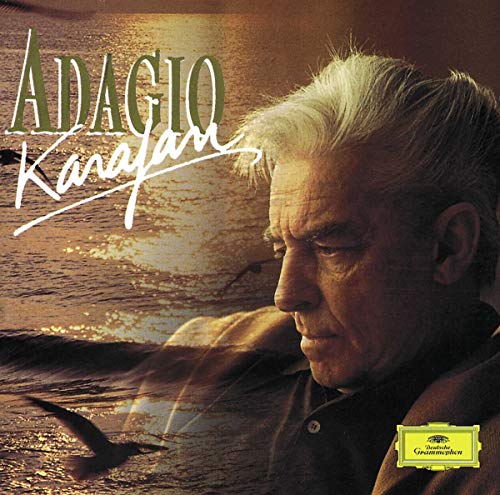 CD cover featuring Herbert von Karajan’s portrait with text “Adagio Karajan.”