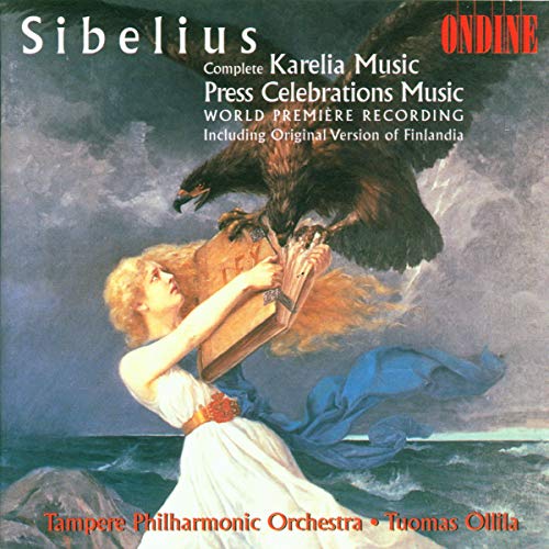 CD cover: painting of a woman, eagle, and stormy seascape; Sibelius music.