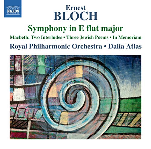 CD cover for Bloch’s Symphony in E flat major with abstract art.