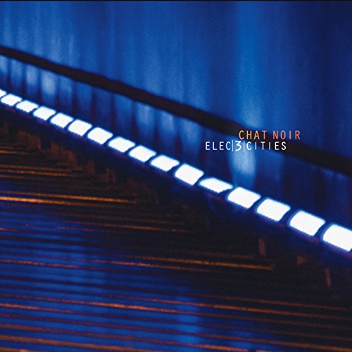 CD cover for “Elec3Cities” with blue and white abstract lighting.