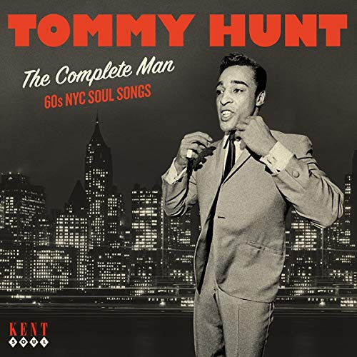 Tommy Hunt album cover featuring a singer with a city skyline backdrop.