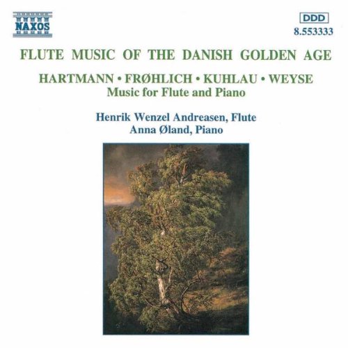 CD cover for āFlute Music of the Danish Golden Ageā with landscape art.